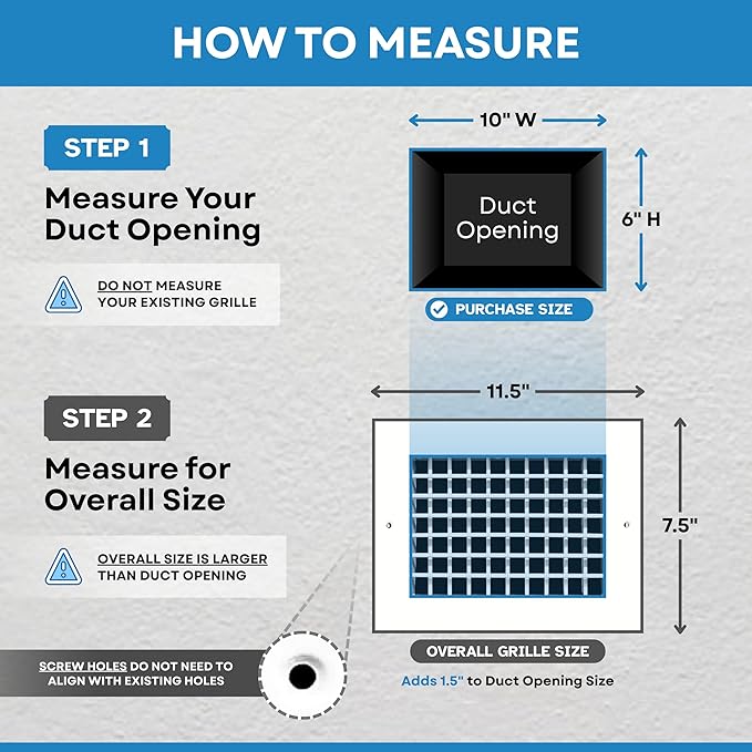 10x6 Double Deflection Supply Air Vent Cover for Wall or Ceiling Duct Opening - Rust-Proof Adjustable Full Control Airflow Direction Diffuser by HVAC Premium - White - Overall Size: 11.5'" X 7.5"
