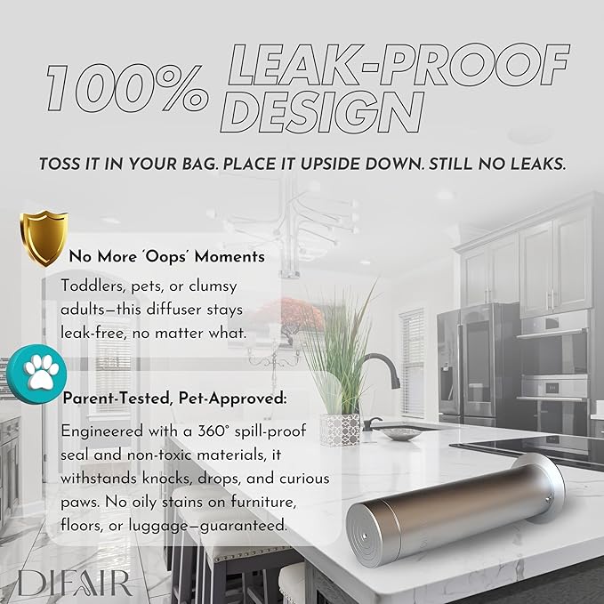 Waterless Diffuser Essential Oil Diffuser for Home, Leak Proof Nano Atomizing Oil Diffuser, Bluetooth Remote Controlled Silent Diffusers for Bedroom Spa Hotel Collection Style Scents
