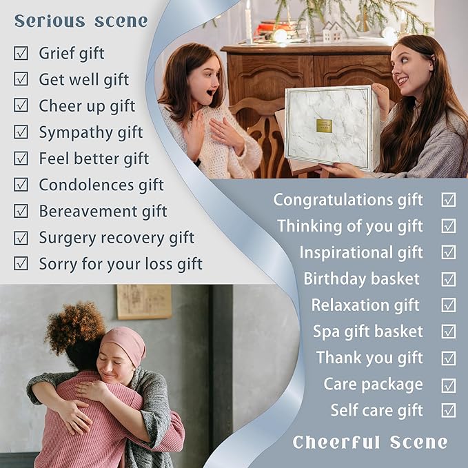AHAGIFTREE Get Well Soon Gift Baskets For Women,Birthday,Mother's Gift, 12PC Sympathy Gifts, Care Package,Get Well Gifts for Women After Surgery,Grief,Condolences Gift Basket (grayish)