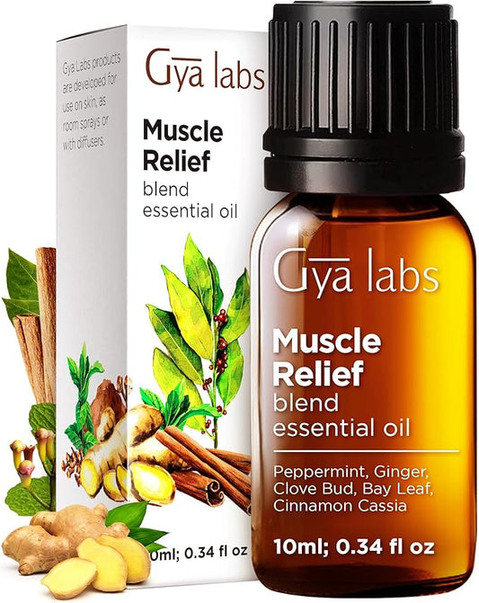 Gya Labs Muscle Relief Essential Oils Blends - 0.34 Fl Oz - for Diffuser, Home, Humidifier, Aromatherapy and DIY Candle Making Scents
