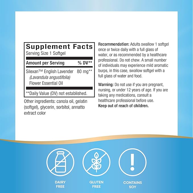 Nature's Way CalmAid Lavender Oil Supplement for Calm & Stress Support*, Clinically Studied Silexan Lavender Oil, Non-Drowsy, Daily Softgels, 30 Count