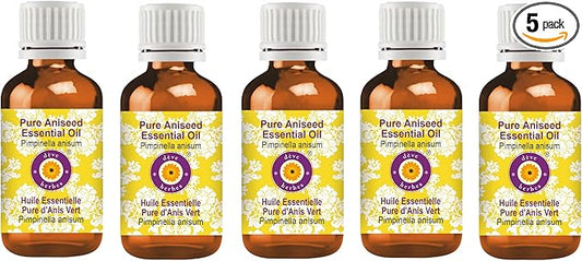 Deve Herbes Pure Aniseed Essential Oil (Pimpinella anisum) Steam Distilled (Pack of Five) 100ml X 5 (16.9 oz)