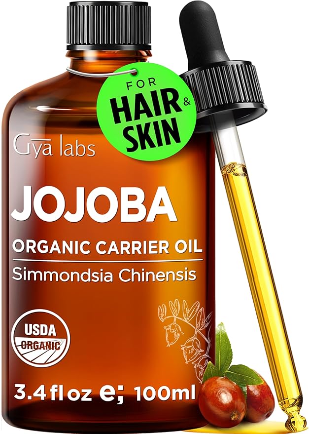 Gya Labs USDA Organic Jojoba Oil - 3.4 Fl Oz - Carrier Oil for Hair, Skin, Face, Scalp & Body Massage