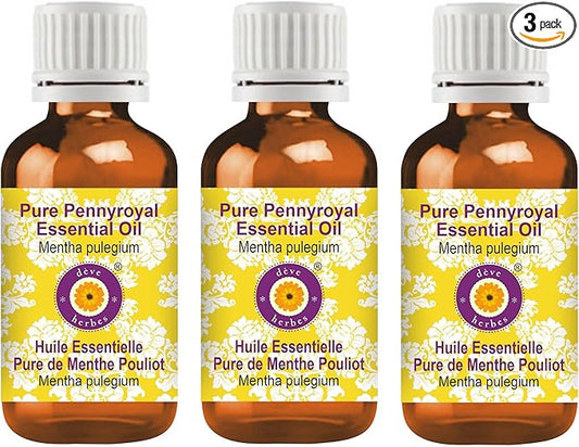 Deve Herbes Pure Pennyroyal Essential Oil (Mentha pulegium) Steam Distilled (Pack of Three) 100ml X 3 (10 oz)