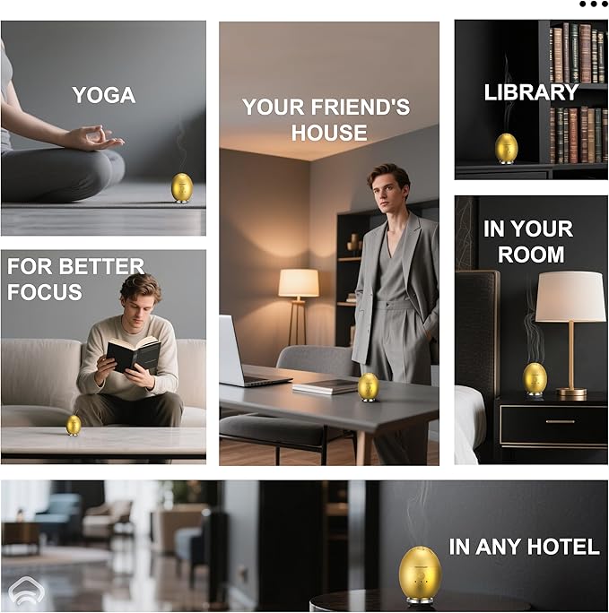 Orbby Aroma Diffuser for Home : Waterless, Cordless Electric Scent Air Freshener for Room, Office, Car, Automatic Timer, Portable Difusor de Aromas, No Pellets
