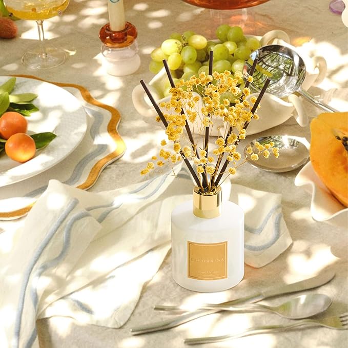 COCORRÍNA Reed Diffuser - Tuscan Orange 6.7 fl oz Reed Diffuser with Sticks, Bedroom Bathroom Shelf Decor