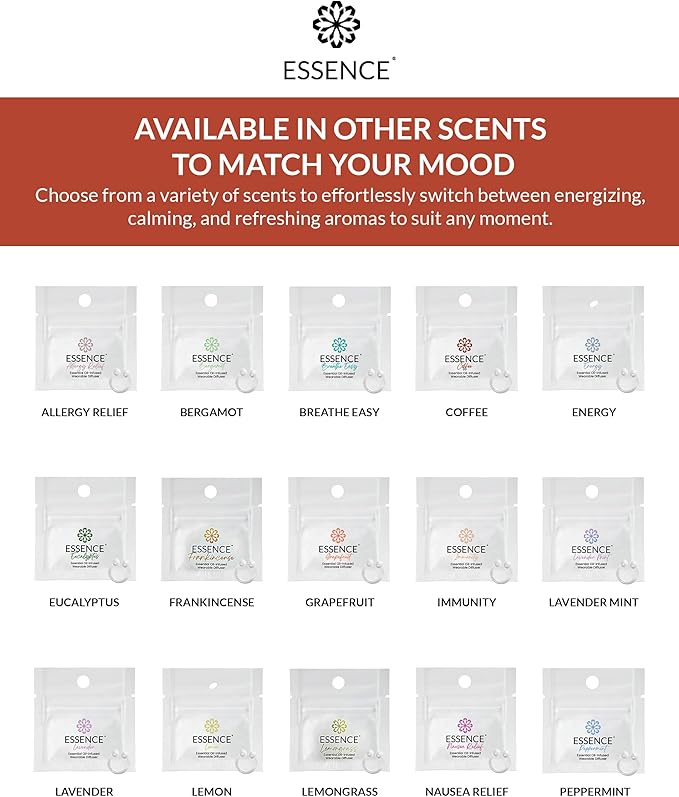 Essence Wearable Aromatherapy Nasal Diffuser – Frankincense Essential Oil Nose Ring Silicone Inhaler for Stress & Mood Support - Made in USA & Travel-Friendly