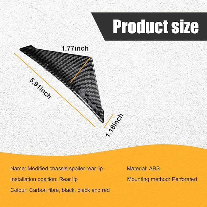 Augeny 4PCS Car Rear Lower Bumper Wing Lip Diffuser, Anti-Crash Curved Shape Auto Shark Fin Spoiler Protector with Screws, Universal Rear Bumper Lip Diffuser Kit for Car SUV (Curved/Carbon Fiber)