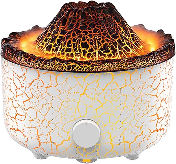 YALEDI Aromatherapy Essential Oil Diffuser, 560ml Ultrasonic Cool Mist Diffuser/Humidifier with Flame & Volcano 2 Mist Mode, for Bedroom,Office,Home, Auto Shut-Off, Remote Control, Gift (White)