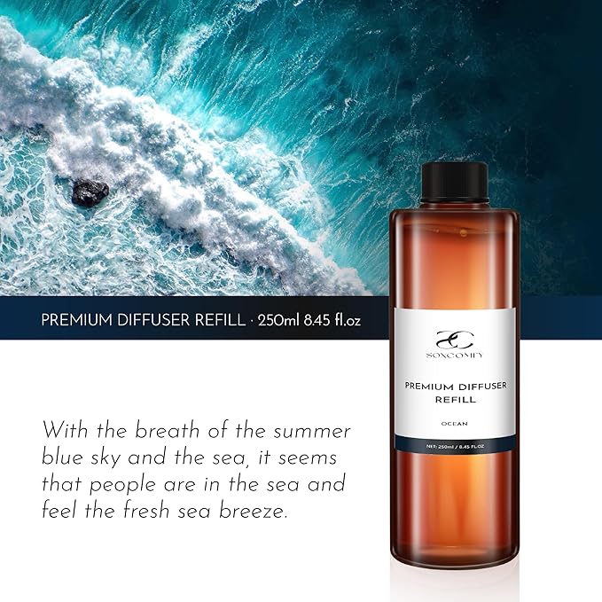 Diffuser Oil Luxury Essential Oils for Diffuser Refill & Air Freshener,Long-Lasting Natural Home Fragrance and Hotel Scent for Diffusers - 8.45 Fl.oz(250ml), Ocean