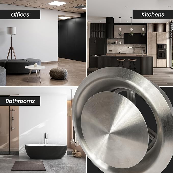 Repa Market ø6" Inch Stainless Steel Universal Diffuser - Adjustable Valve - Optimal Airflow - Air Intake, Exhaust Duct Ventilation - Round Metal Soffit Vent Grille Cover - Home Office, Wall Ceiling