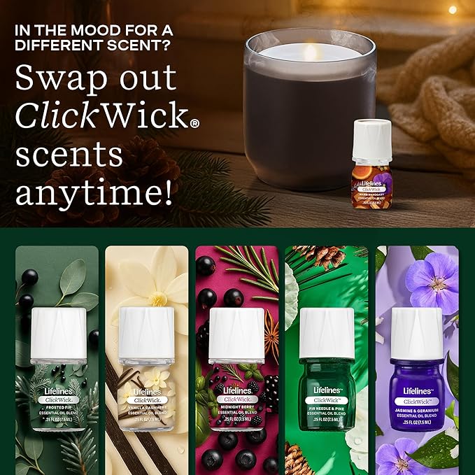 Lifelines ClickWick Essential Oil Blends for Lifelines Diffusers, 3-Pack Warm Mahogany Set – Essential Oil Blend Refill for Candle, Plant & Shower Aromatherapy Diffuser – Fragrance for Diffusers