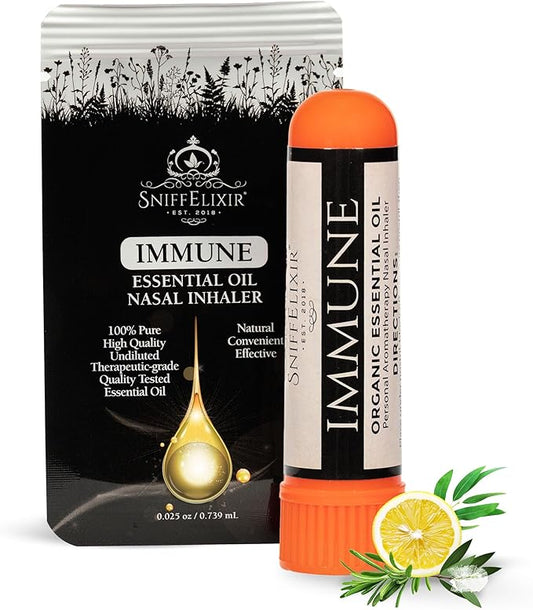 Immune Support Aromatherapy Nasal Inhaler Vapor Stick, Portable Personal Essential Oil Diffuser, USA Made with Organic Essential Oils, Wellness Formula for Immunity Boost