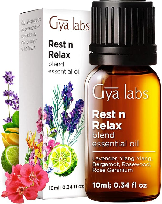 Gya Labs Rest & Relax Essential Oils Blends - 0.34 Fl Oz - for Diffuser, Home, Humidifier, Aromatherapy and DIY Candle Making Scents