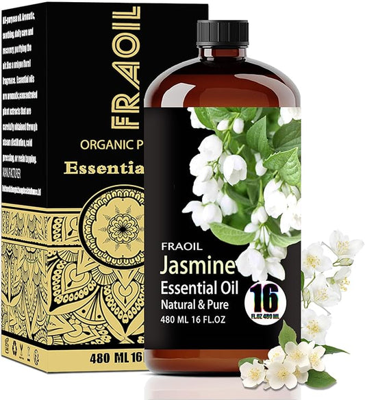 Jasmine Essential Oil, Jasmine Oil 16 Fl Oz 480 ML for Diffuser Humidifier Yoga Cleaning DIY Candle Soap Making Perfume Gift for Women Essential Oils FRAOIL (Jasmine 16 Fl Oz (Pack of 1))