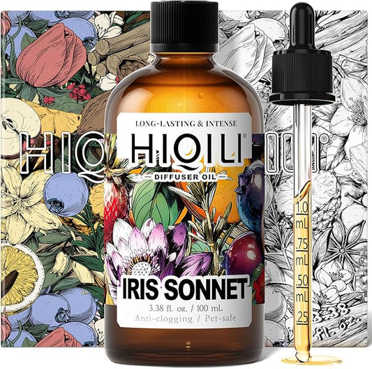 HIQILI Iris Sonnet Diffuser Oil, Elegant Floral Fruity Scent, Water Soluble for Car Air fresheners, Reed Diffuser, Relaxing & Cozy - 3.38 Fl Oz