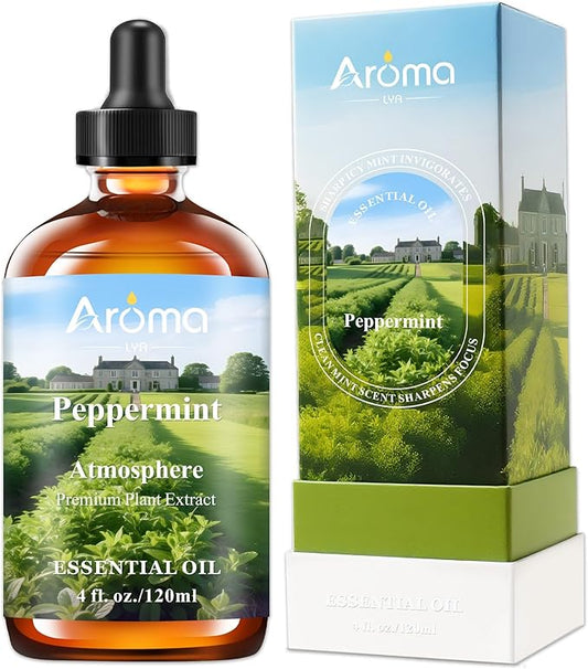 Peppermint Oil with Premium Gift Box - Peppermint Essential Oils for Diffusers - 4 Fl Oz 100% Pure Natural - Gift-Ready Box - Gifts for Women
