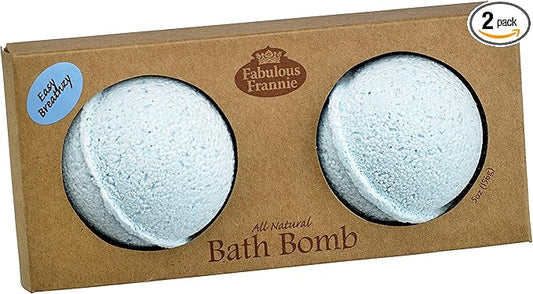 Fabulous Frannie Easy Breathzy Natural, Handmade Bath Bomb Set, Rich in Essential Oil, Salt, Coconut Oil, Witch Hazel, Fizzies to Moisturize Skin 2.5oz (Pack of 2)