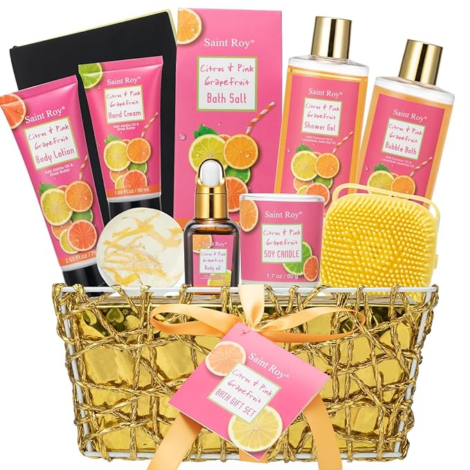 Mothers Day Gifts Basket for Mom, 11 Pcs Spa Gift Basket, Bath and Body Gift Skin Care Set, Bath and Body Kit, Relaxation Gift, Christmas, Birthday, Valentines Spa Kit for Women Self Care Kit