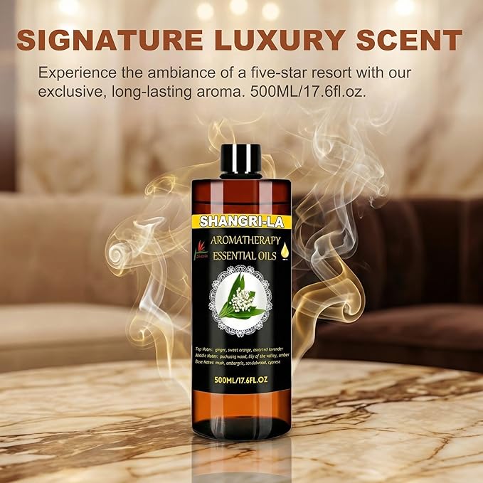 Essential Oils Ultrasonic Diffuser Oil Refill 17.6fl.oz Large Volume Plant-Based Formula Aromatherapy Oil Air Refreshing Odor Reducing Long Lasting Scent Home Hotel Office Use Elitzia ET500EO1