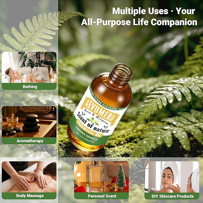 Ylang Ylang Essential Oil Natural and Undiluted Ylang Ylang Oil Premium Grade for Perfume Making, Aromatherapy, Diffuser, Skin, Body Massage, Home, DIY Candle & soap - 4fl.oz/118ML