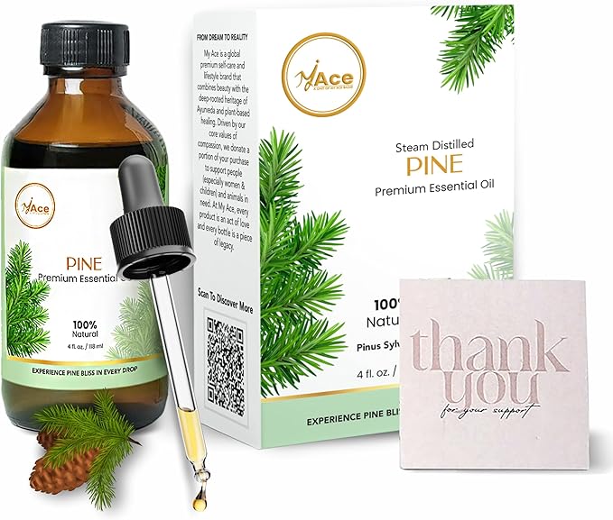 My Ace Pine Essential Oil 4 fl oz – 100% Pure Pinus Sylvestris, Undiluted Steam Distilled Oil for Diffuser, Aromatic Use, Skin & Hair Care, DIY Soap & Candle Making