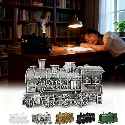 2026 New Train Diffuser, 300ml Train Essential Oil Diffuser – Aromatherapy Humidifier with Dual-Color LED Light, Ultrasonic Cool Mist, Quiet Auto Shut-Off Steam for Home & Office (Silver, Basic)