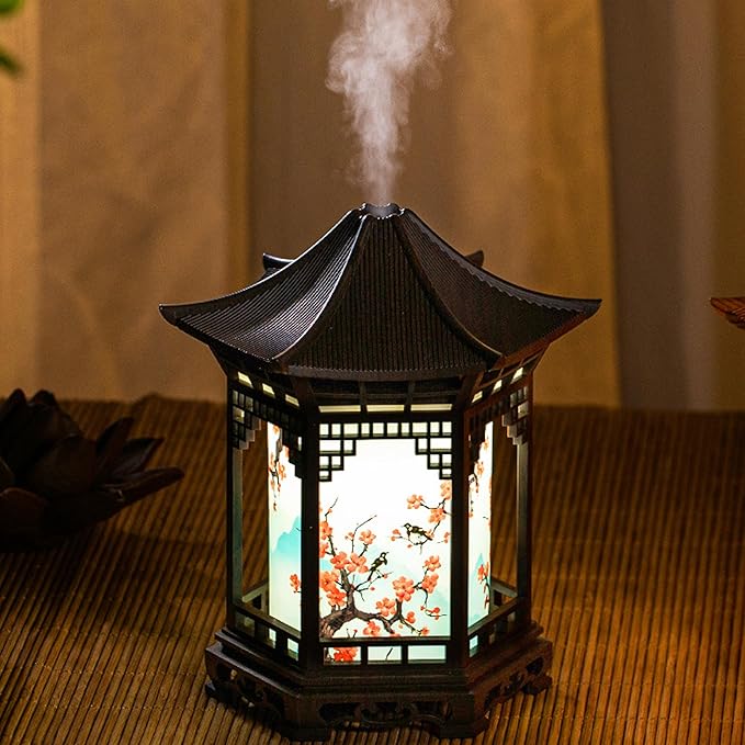 Aroma Diffuser, Lantern Diffuser Aroma & Night Light - 160ml 2-in-1 Humidifier with Dual Color Lights & 2 Mist Modes, Brown