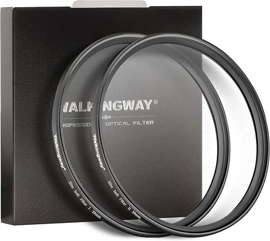 Walking Way 39mm White Mist Diffusion Filter Set (Soft 1 & 2), Soft Focus Dreamy Fog Effect Lens Filter 2pcs, Softening Diffuser For Video/Vlog/Portrait, Ultra-Slim Frame, Optical Glass, No Vignetting