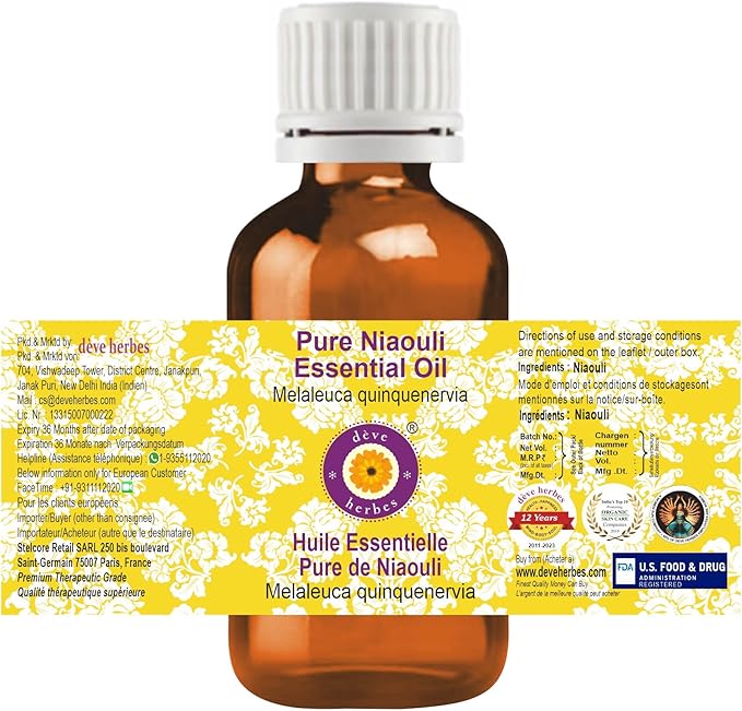 dève herbes Niaouli Essential Oil (Melaleuca quinquenervia) Pure | Non-Sticky | Non-Greasy | Lightweight | Men & Women | All Skin Types | Steam Distilled 15ml (0.5 oz)