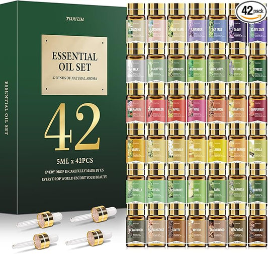 FUHITIM Essential Oil Set, Premium Essential Oils Gift Set for Diffuser, DIY Candle and Soap Making, 42x5 ML (0.17oz)