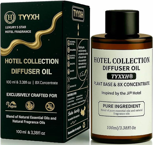 Hotel Diffuser Oil Inspired by Ji Hotel – Fragrance & Essential Oil Blend for Waterless, Cold Air, Ultrasonic & Reed Diffusers – Green Tea, Rose, Vetiver – Home, Spa, Office – 3.38Fl Oz
