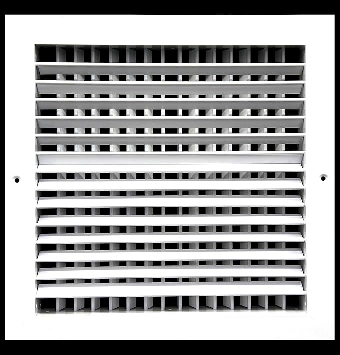 HVAC Premium 8''w X 8''h Aluminum Double Deflection Adjustable Air Supply HVAC Diffuser - Full Control Vertical/Horizontal Airflow Direction - Vent Duct Cover [Outer Dimensions: 9.6''w X 9.6''h]