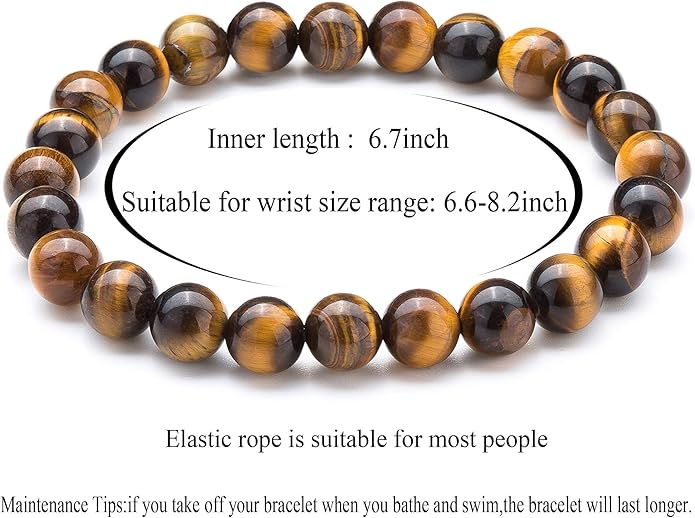 Hamoery Men Women 8mm Natural Stone Lava Rock Diffuser Bracelet Elastic Yoga Agate Beads Bracelet Bangle