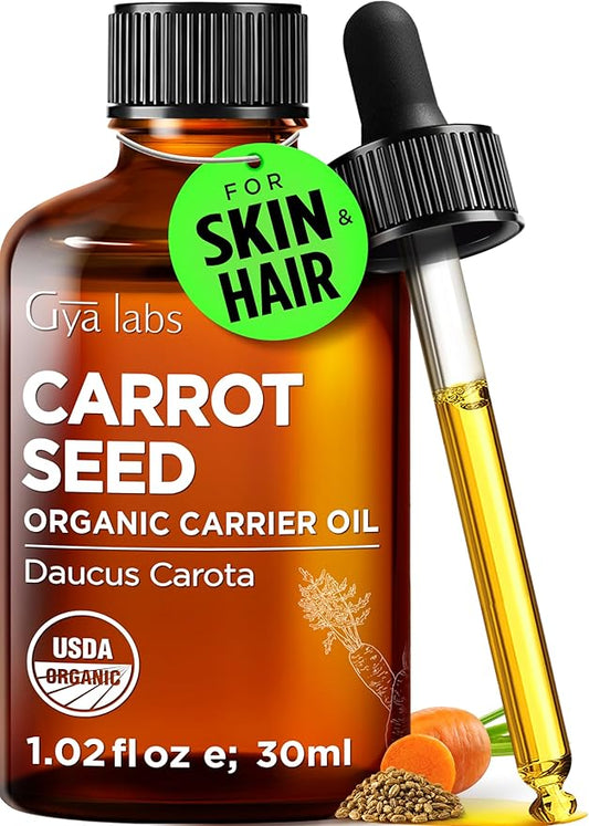 Gya Labs USDA Organic Carrot Seed Oil - 1 Fl Oz - Carrier Oil for Hair, Skin, Face, Scalp & Body Massage
