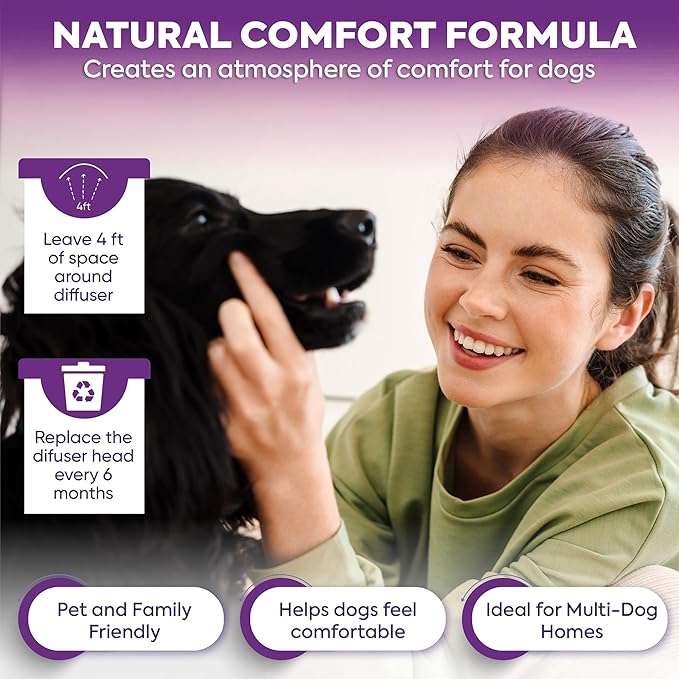 TopSum Calming Diffuser for Dog: Dog Pheromones Calming Diffuser Plug for Stress, Barking, Chewing, Pee Accidents & Separation Behaviors (Purple– 1 Diffuser+3 Refills)