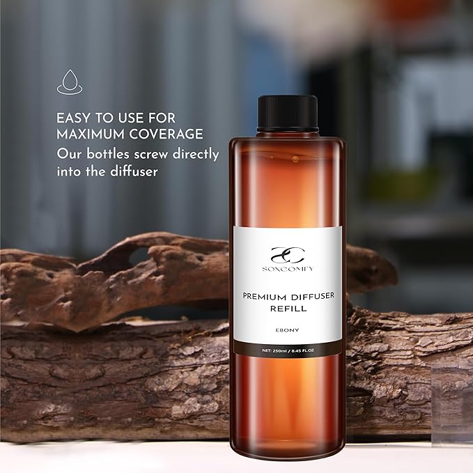 Diffuser Oil Luxury Essential Oils for Diffuser Refill & Air Freshener,Long-Lasting Natural Home Fragrance and Hotel Scent for Diffusers - 8.45 Fl.oz(250ml), Ebony