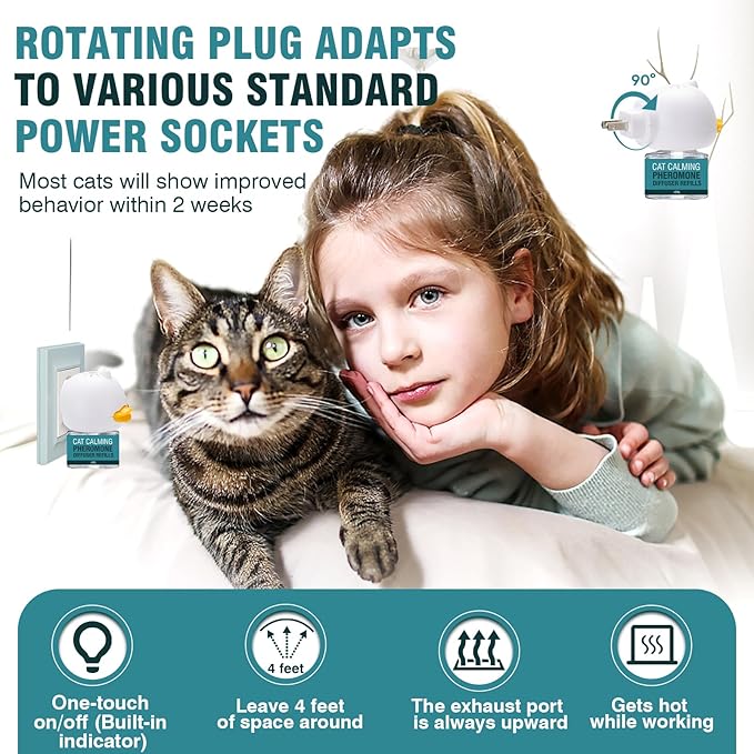 8 in 1 Multicat Cat Calming Diffuser Pheromone Diffuser Pheromones Plug in Refill for Stress and Anxiety Relief Products Anti Aggression for Cats Spraying No More Stop Cat from Urinating