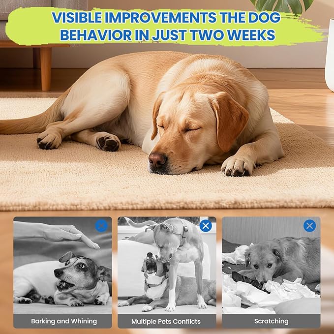 Dog Calming Diffuser, 4 in 1 Puppy Pheromones Calming Diffuser, Relaxing Pheromone for Dogs Relief Stress Anxiety Reduce Aggression Barking, Help Train Dog to Pee, 1 Diffuser 3 Refill(48ml)