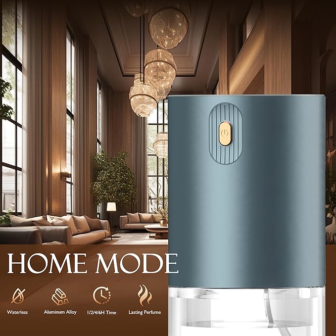 JUANANIUG Waterless Essential Oil Diffuser Portable: Rechargable Aromatherapy Diffuser for Car and Home - Auto Start/Stop Function - 4 Concentration Adjustments and Timers (Gray)