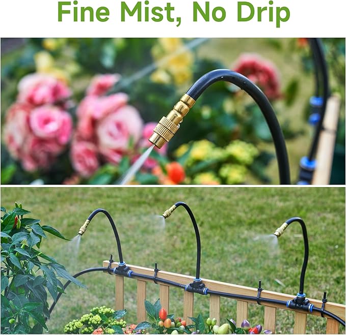 HOMENOTE 10 Pack Misting Brass Nozzles, 360 Degree Adjustable, 8 Inch Mister Nozzle for Outdoor Cooling System, Lawn Irrigation, Garden Watering, Pet Cooling