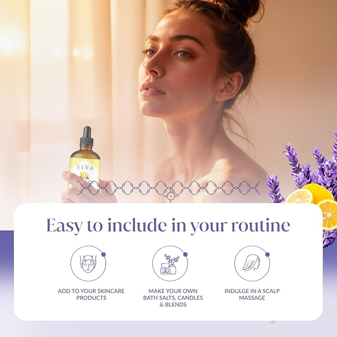 Siva Lemon and Lavender Essential Oil 4oz Bundle Super Saver Combo – Premium Grade Value Set for Aromatherapy, Skincare and Haircare