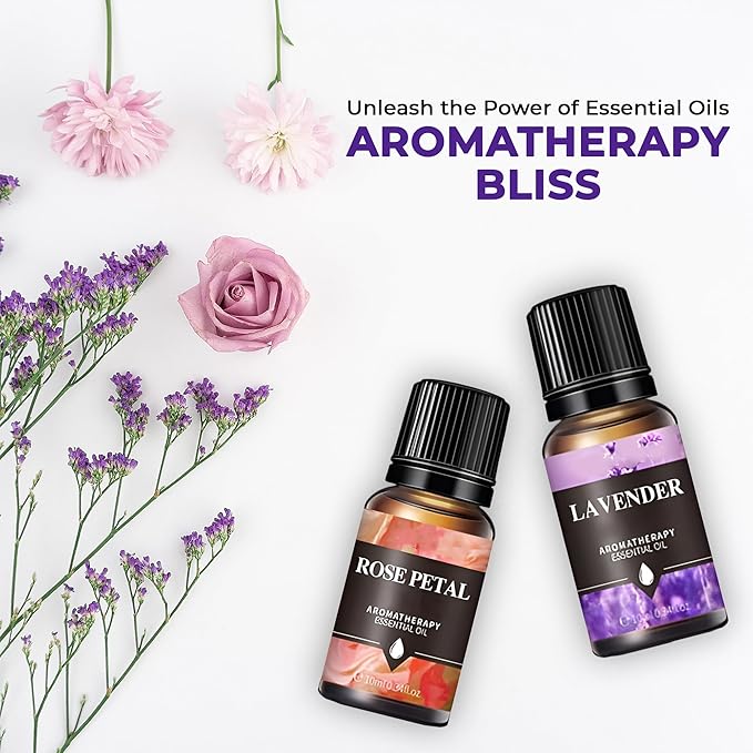 A CENTER Essential Oils Set Created for Humidifiers and Diffusers, Aromatherapy Diffuser Oils Scents, Essential Oil Kit for Home Use, Essential Oil Pack with Various Scents（8X10ML