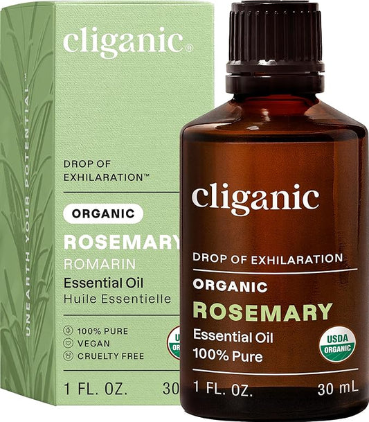 Cliganic Organic Rosemary Essential Oil, 1oz - 100% Pure Natural Undiluted, for Aromatherapy | Non-GMO Verified