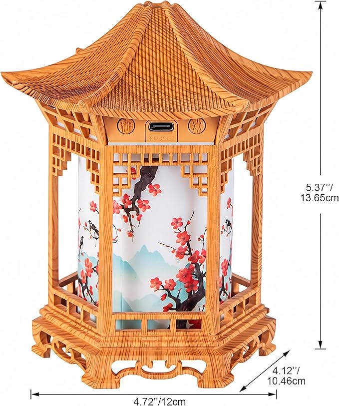 Essential Oil Diffusers, Chinese Lantern Aroma Diffuser & Night Light - 160ml Essential Oil Diffuser with Dual Mist Modes, Dual Color Temperatures, Shallow Wood Grain for Bedroom Office, Khaki