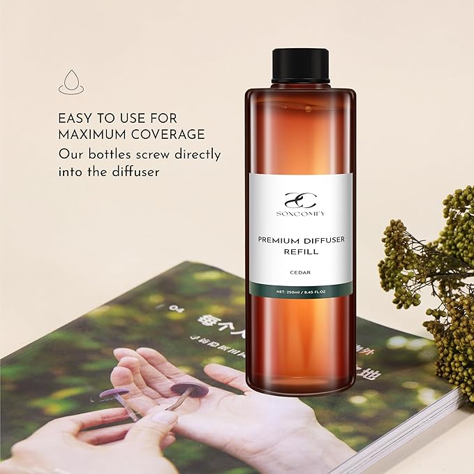 Diffuser Oil Luxury Essential Oils for Diffuser Refill & Air Freshener,Long-Lasting Natural Home Fragrance and Hotel Scent for Diffusers - 8.45 Fl.oz(250ml), Cedar