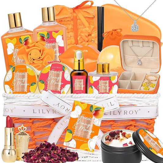 Mothers Day Gift Basket for Mom, Gifts for Women - 23-Piece Bath and Body Gift Basket for Women, Spa Gift Baskets for Women, Spa Kit | Christmas, Birthday, Holiday, Valentines Day Gift Idea for Her