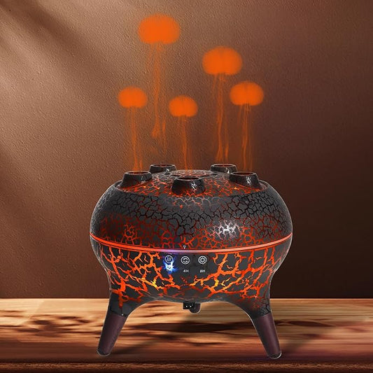 KCKJ Jellyfish Essential Oil Diffuser Sound-Activated Spray Dancing Jellyfish,250ml Aroma Air Diffuser, 3 Mist Modes & 7 Color Lights, Volcanic Lava Design for Home Bedroom(Black Crack)