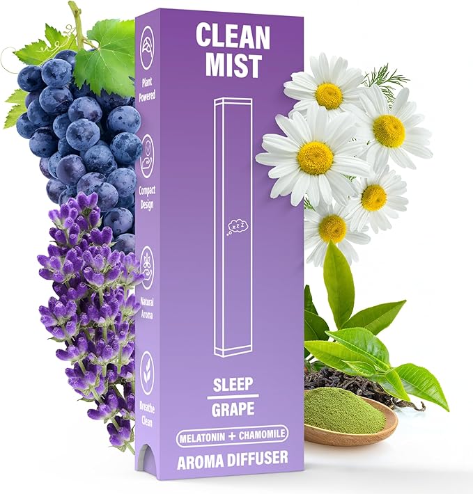 The Clean Mist Sleep Blend Herbal Diffuser Pen | Aroma Diffuser Pen Stick with Lavender, L-Theanine, and Chamomile | Natural Plant-Based Alternative | 500 Uses Per Stick