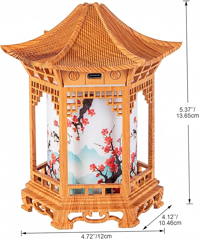 Chinese Lanterns, Chinese Lamp Aroma Diffuser & Night Light - 160ml Lantern Diffuser with Dual Mist Modes, Dual Color Temperatures, Shallow Wood Grain for Bedroom Office Home, Khaki
